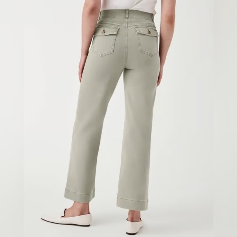 Spanx Stretch Twill Cropped Wide Leg Pant green - Picture 2 of 3